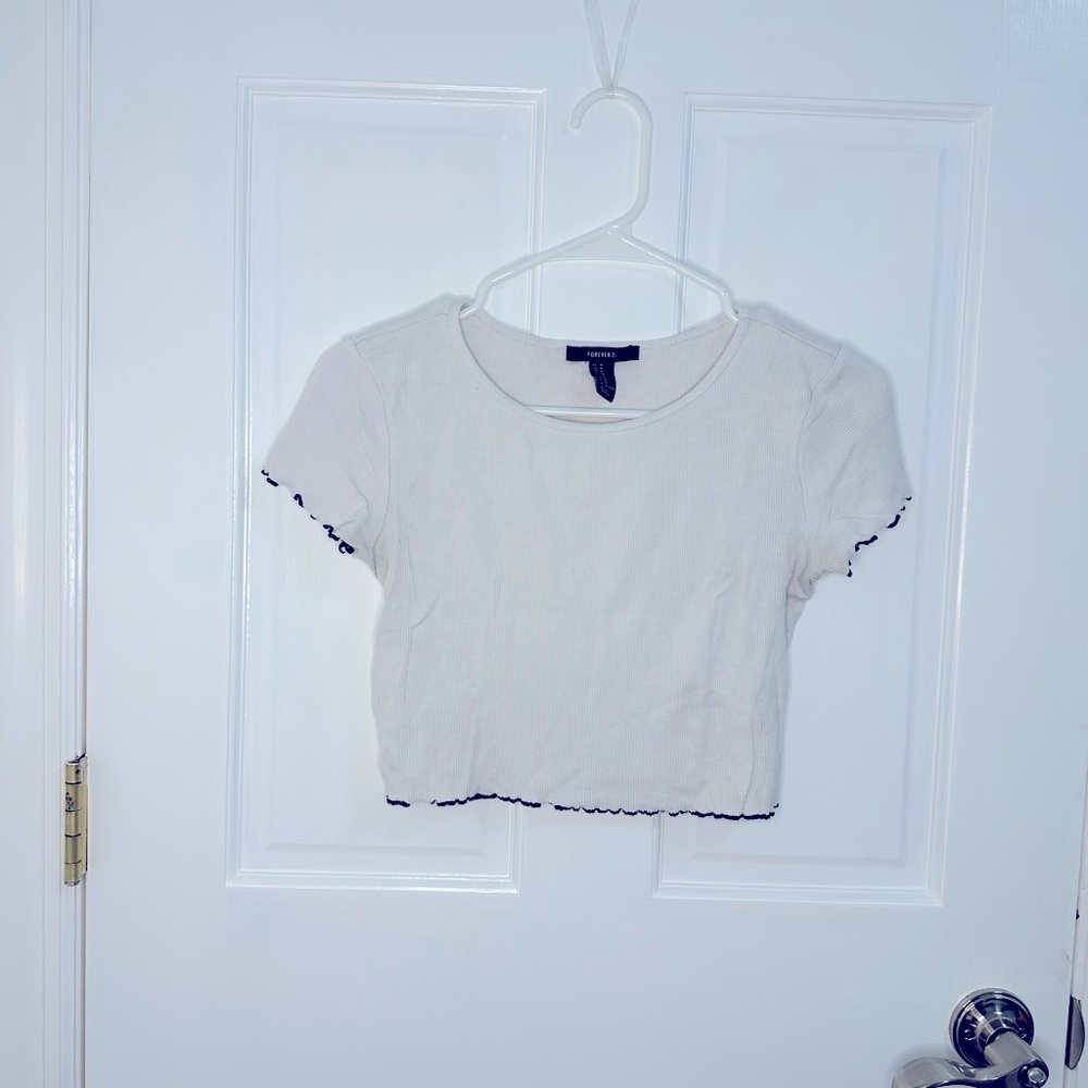 Cute simple white shirt black ruffle